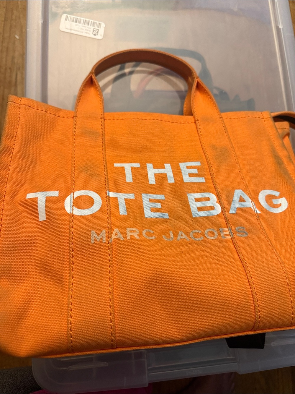 Marc Jacobs Orange / tangerine Canvas 'The Tote Bag' medium size used
